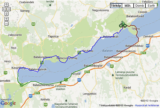Nyugati félkör térképe Balatoni bicikliút bringakörút 