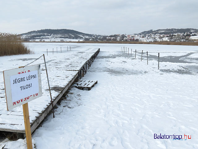Tihanyi Belső-tó jeges jégre lépni tilos