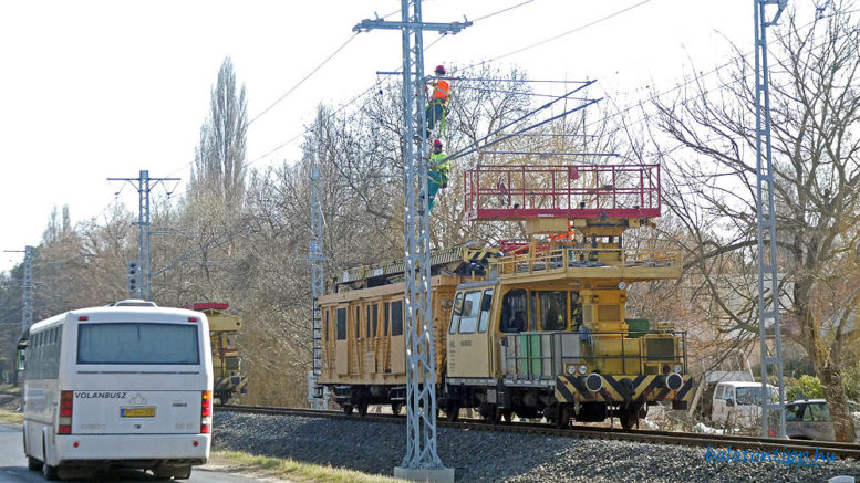 Vasúti felsővezeték szerelés Balatonfűzfőnél